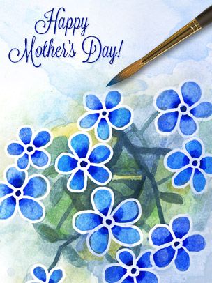 Mother&#39;s Day Art eGift Card - Blue Watercolor Flowers - electronic gift card eGift Card