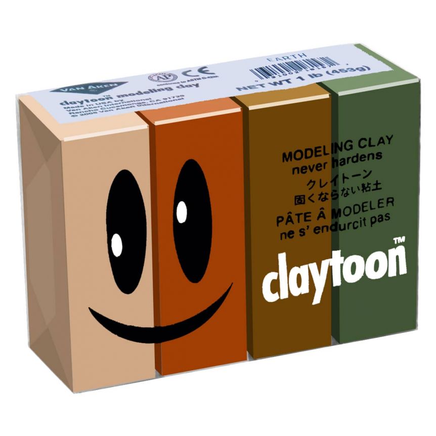 Claytoon Non-Hardening Modeling Clay - Earth Colors, 1lb