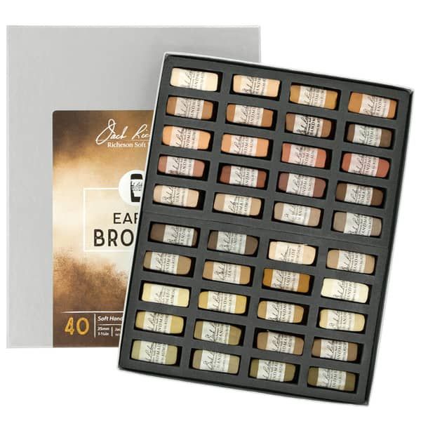 Richeson Hand-Rolled Soft Pastels Set of 40 Earth Browns
