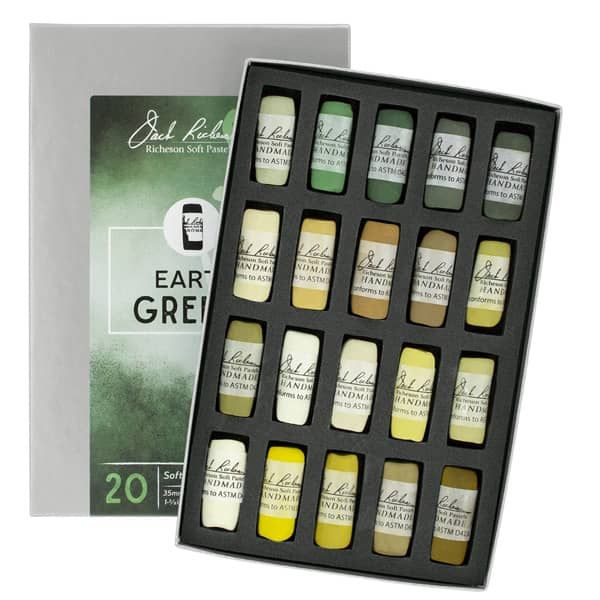 Richeson Hand-Rolled Soft Pastels Set of 20 Earth Greens