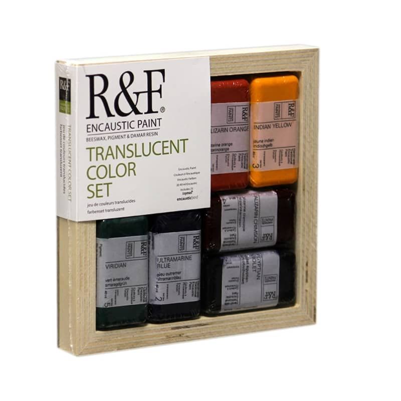 R&F Encaustic Paint Translucent Color Set of 6 (40ml) + Gessobord Panel