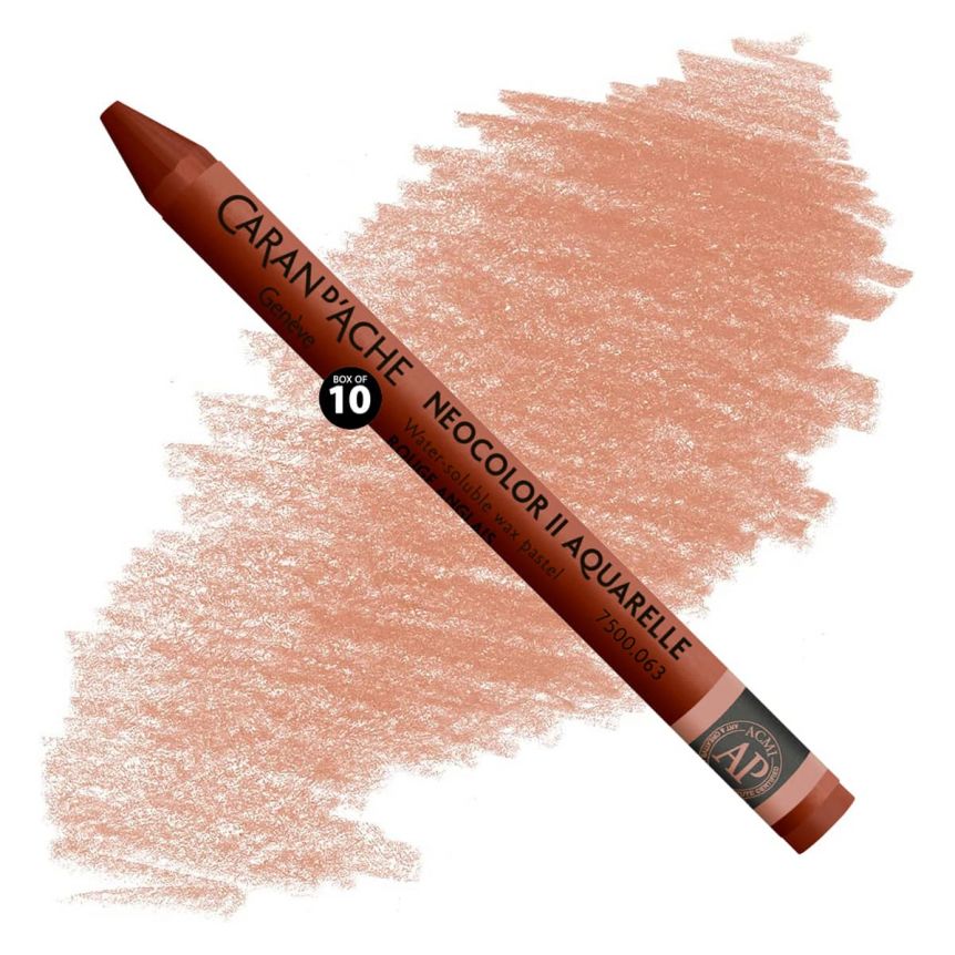 Caran d'Ache Neocolor II Water-Soluble Wax Pastels - English Red, No. 063 (Box of 10)