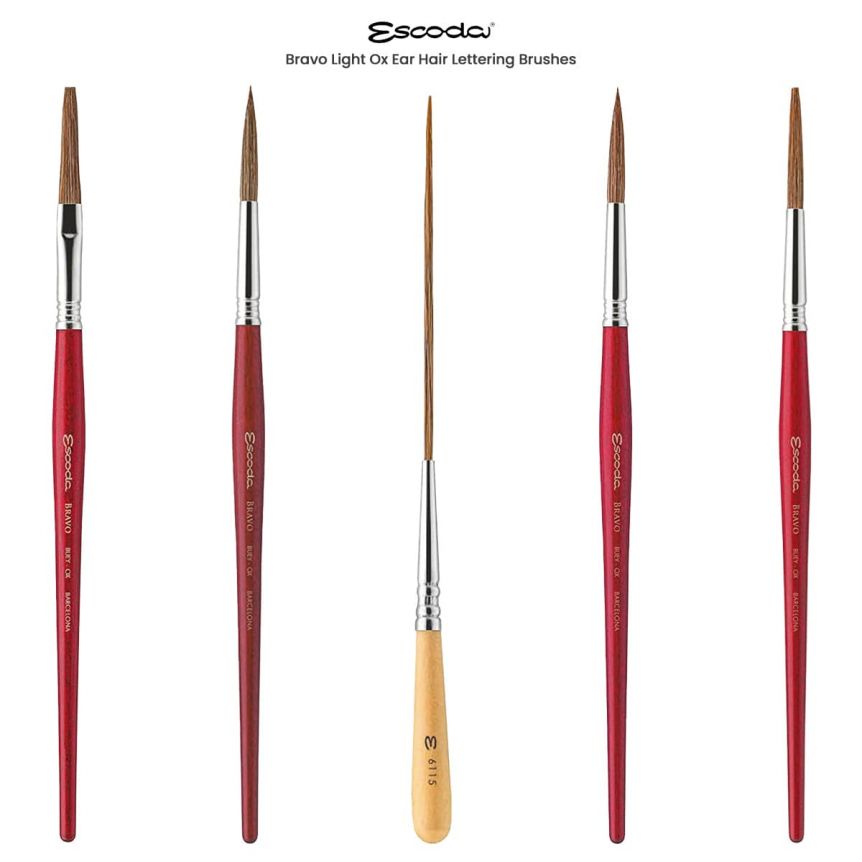 Escoda Bravo Light Ox Ear Hair Lettering Brushes