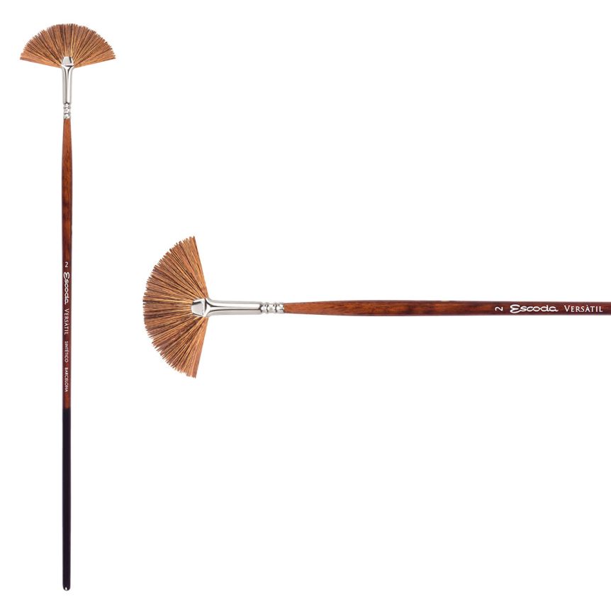 Escoda Versatil Synthetic Kolinsky Long Handle Brush Fan #2