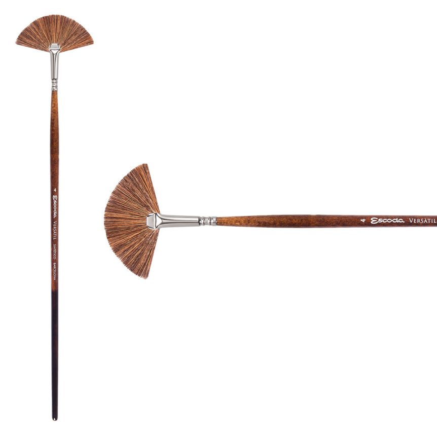 Escoda Versatil Synthetic Kolinsky Long Handle Brush Fan #4