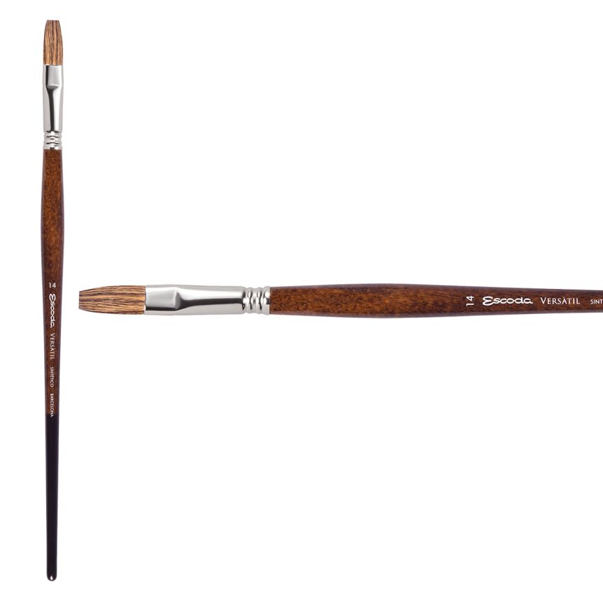 Escoda Versatil Synthetic Kolinsky Long Handle Brush Flat #14