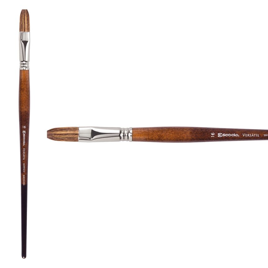 Escoda Versatil Synthetic Kolinsky Long Handle Brush Flat #16