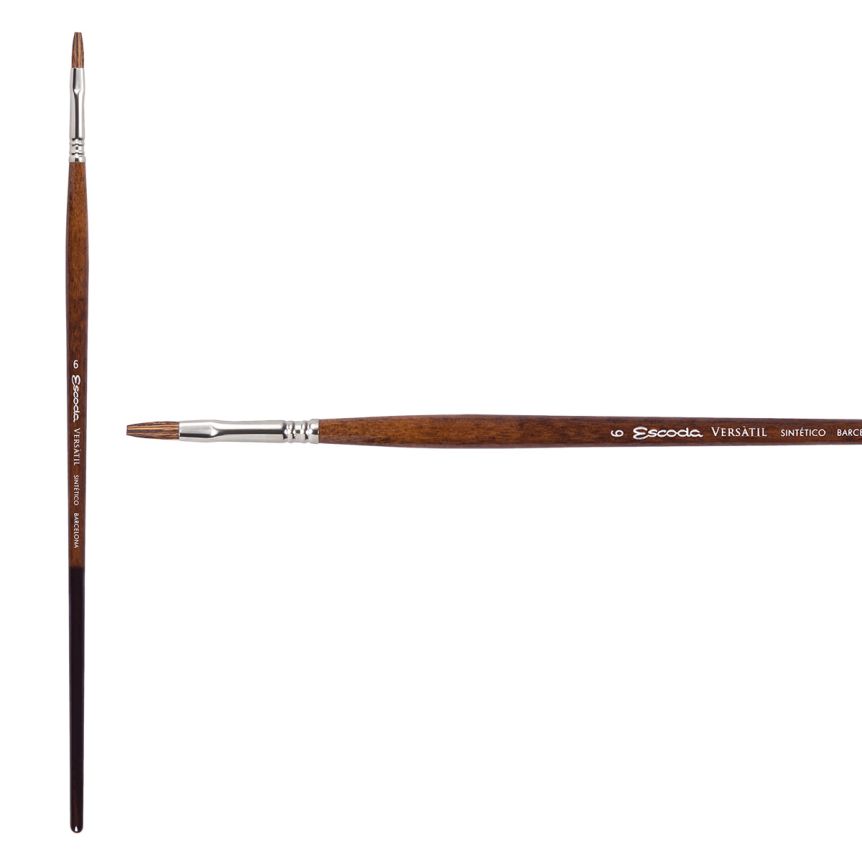 Escoda Versatil Synthetic Kolinsky Long Handle Brush Flat #6