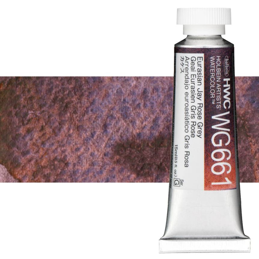 Holbein Artists' Granulating Watercolor - Eurasian Jay Rose Grey, 15ml Tube