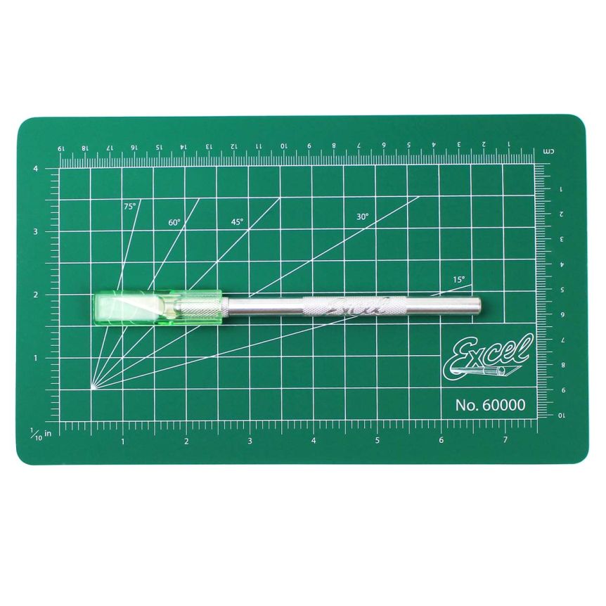 Excel Precision 5.5" x 9.5" Green Cutting Mat + K1 Knife Set