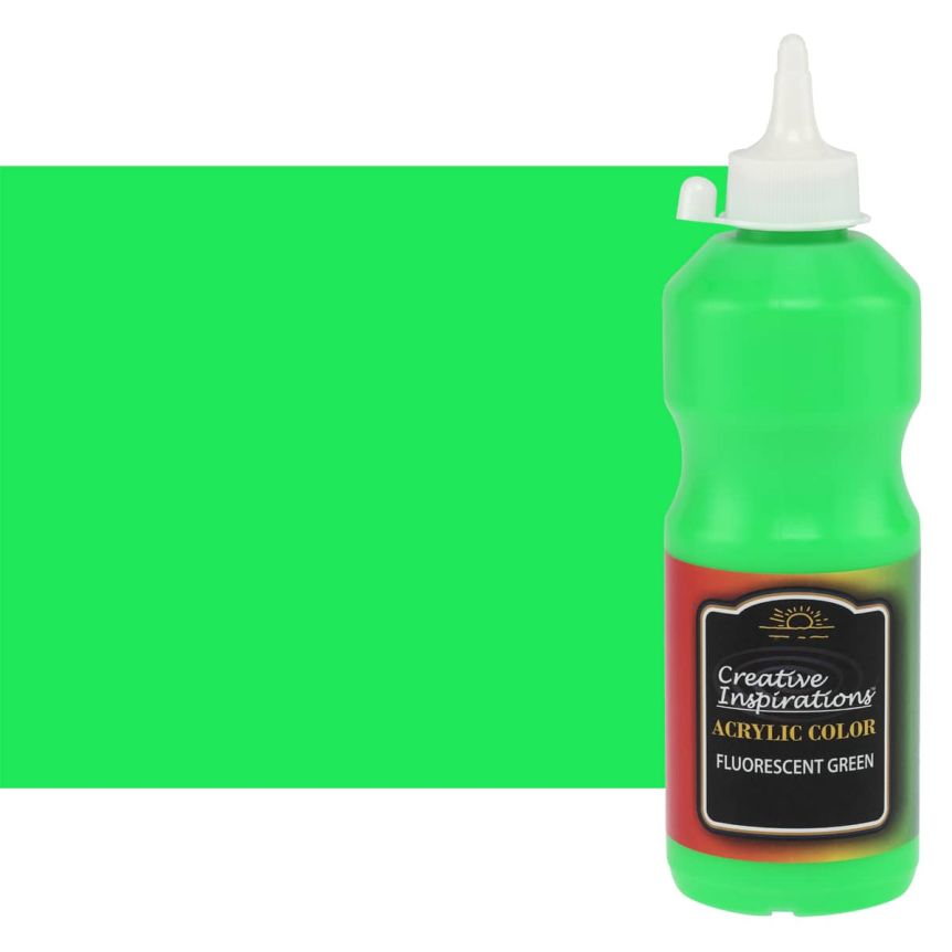 Creative Inspirations Acrylic color, Fluorescent Green, 500ml bottle