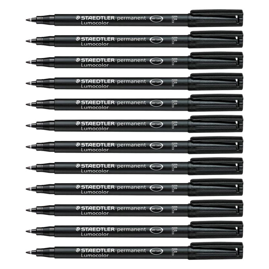 Staedtler Lumocolor Permanent Pens Fine #F318 - Black, 0.06mm (Box of 12)