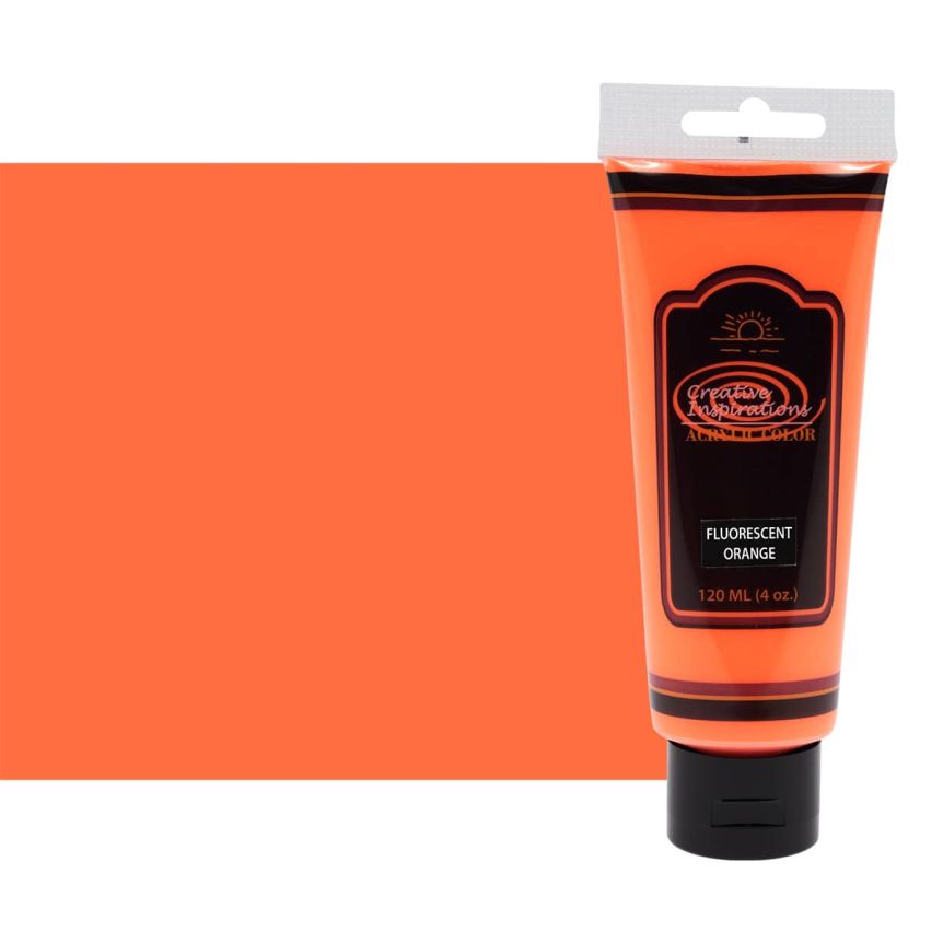 Creative Inspirations Acrylic color, Fluorescent Orange, 120ml tube