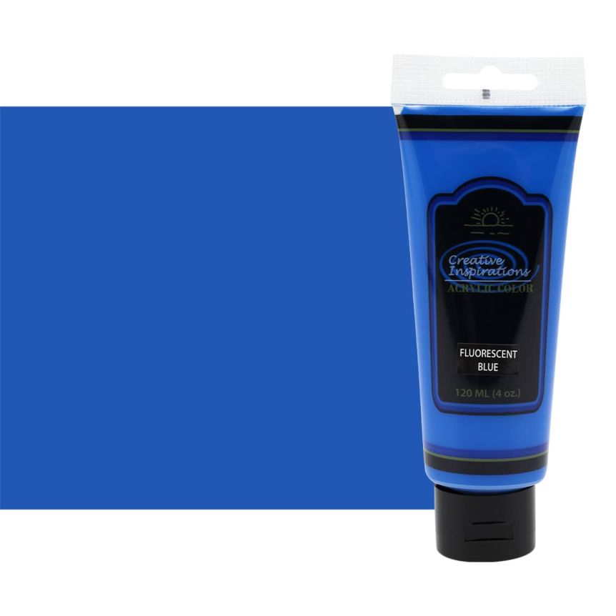 Creative Inspirations Acrylic color, Fluorescent Blue, 120ml tube
