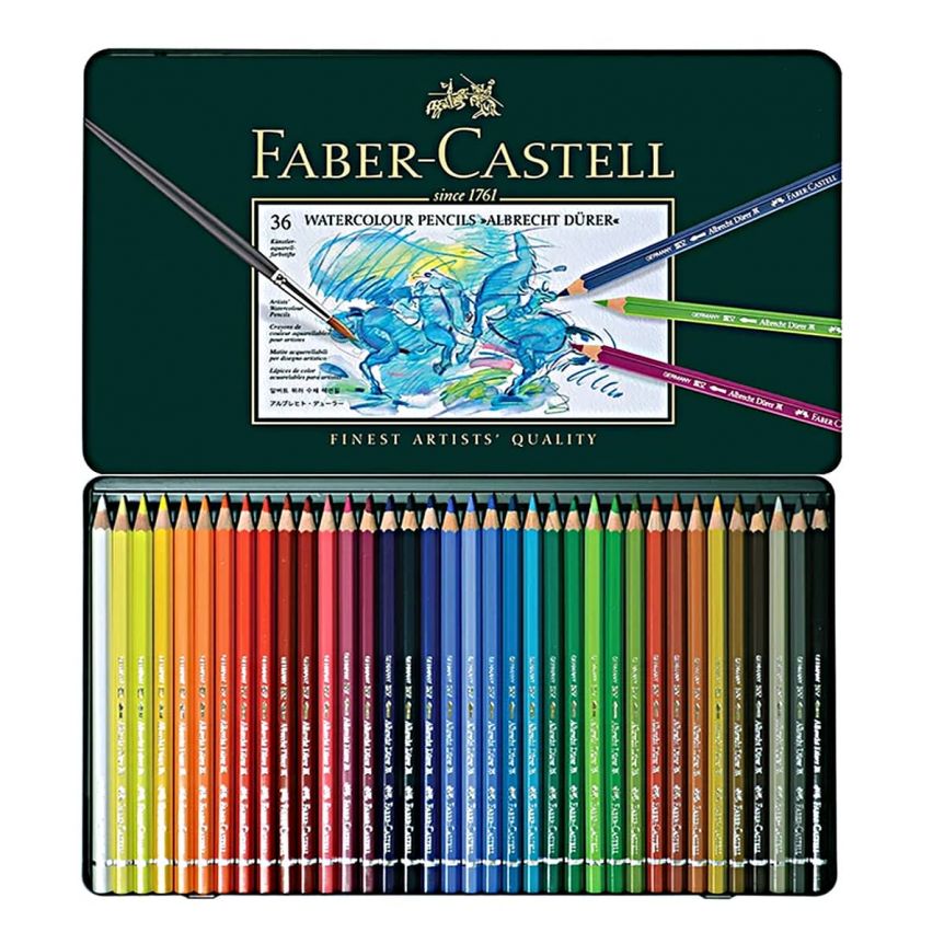 Faber-Castell Albrecht Durer Watercolor Pencils Tin Set of 24 Assorted Colors 