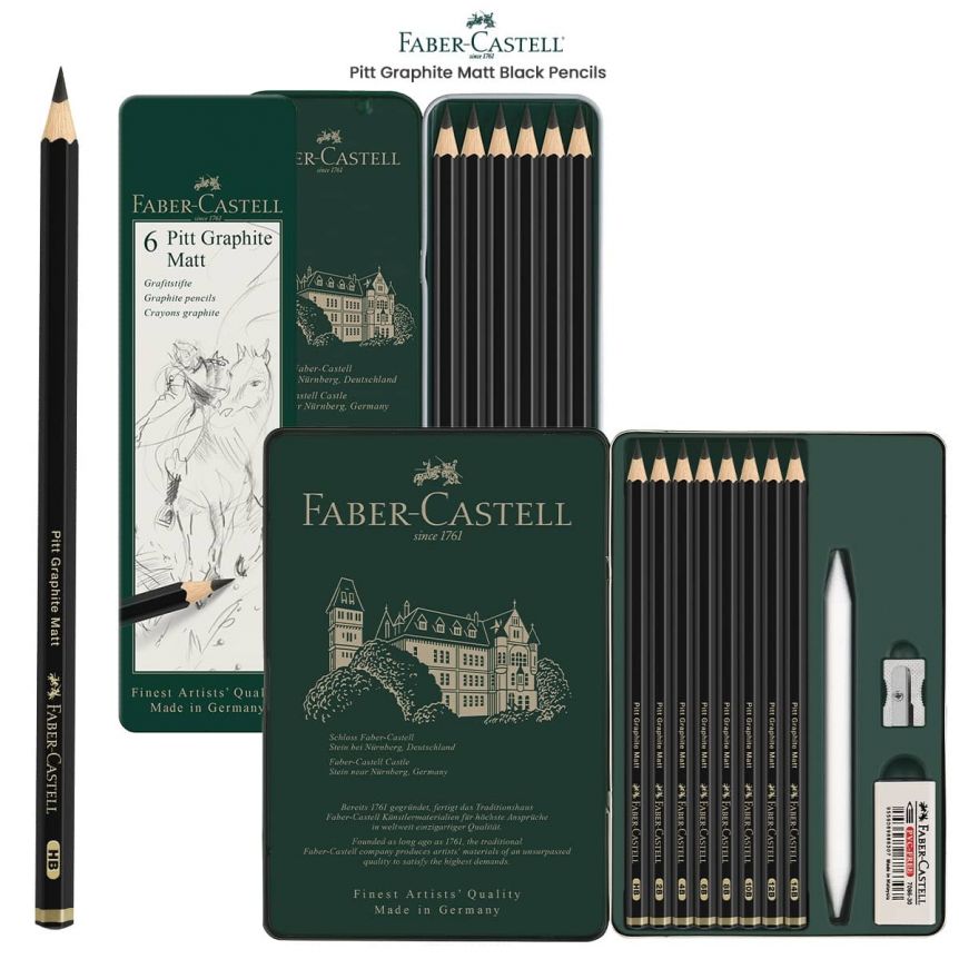 Pitt Matt Black Graphite Pencils by Faber-Castell Jerry's Artarama