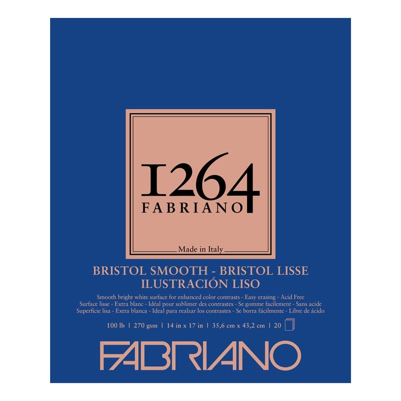 Fabriano 1264 Bristol Smooth 100 lb (20-Sheet) Glue Bound Pad