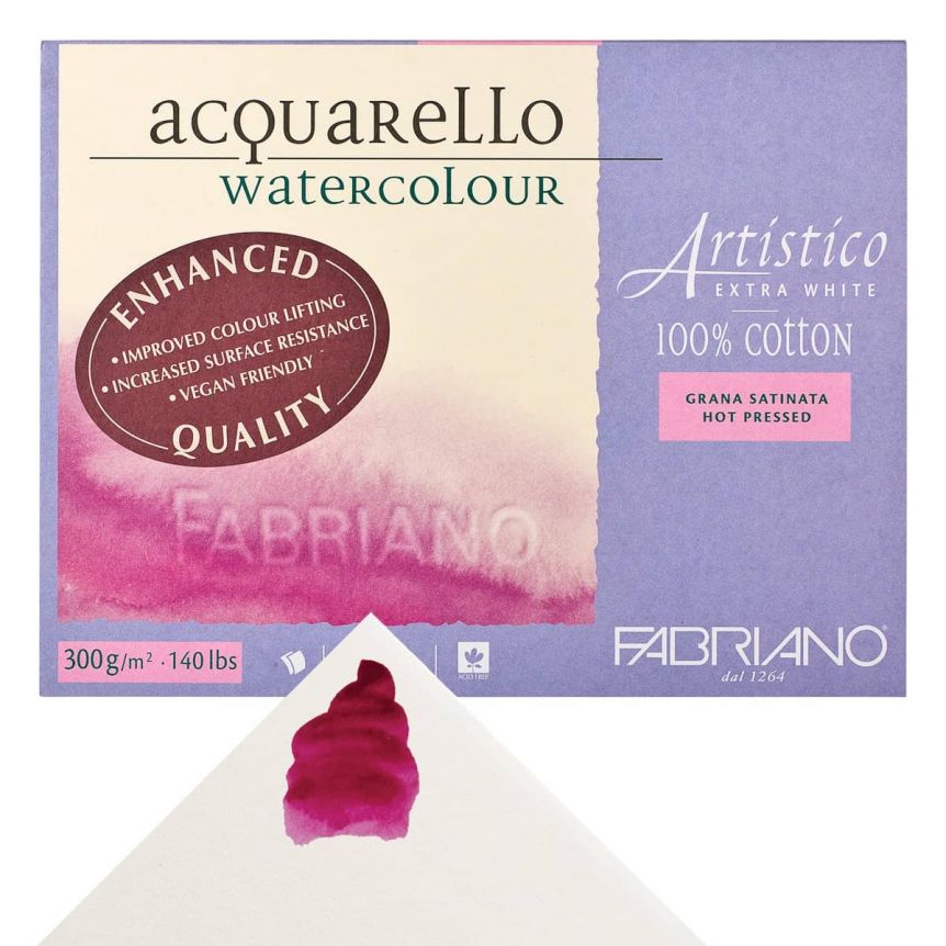 Artistico Watercolor Block 140 lb Cold Press Vegan Sized 5 x 7in Extra White 25-Sheet