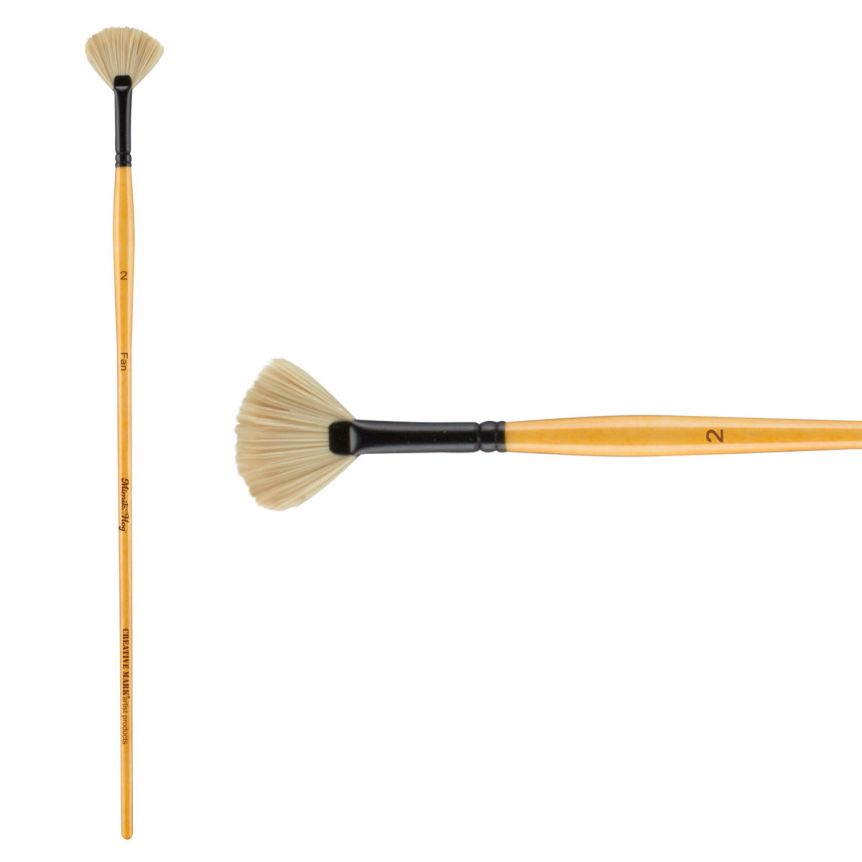 Amagic Fan Brush Set - Hog Bristle Natural Hair - Artist Soft Anti
