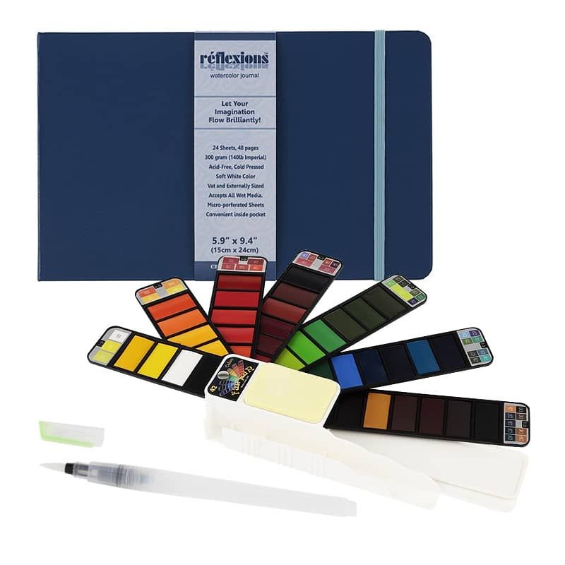 Handy Watercolor Travel Kit Fan Shape Foldable Watercolor Paint