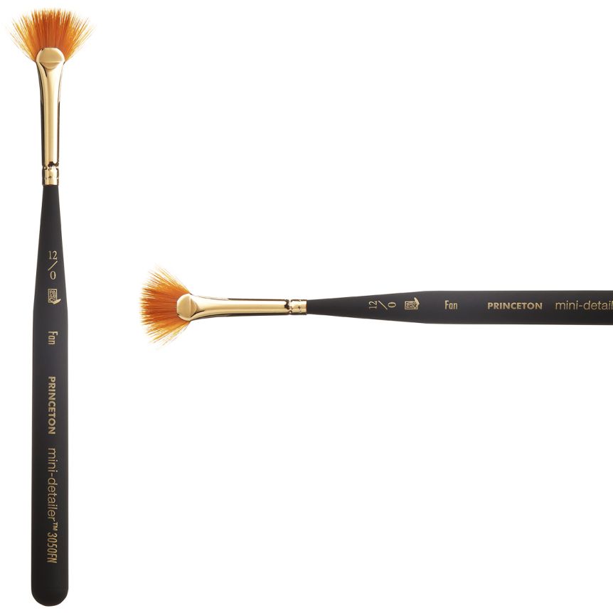 Princeton Mini-Detailer Series 3050 Synthetic Brush - Fan, Mini Handle, Size 20/0