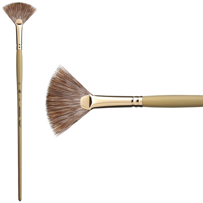 Princeton Imperial Series 6600 Synthetic Mongoose Brush - Fan, Long Handle, Size 12