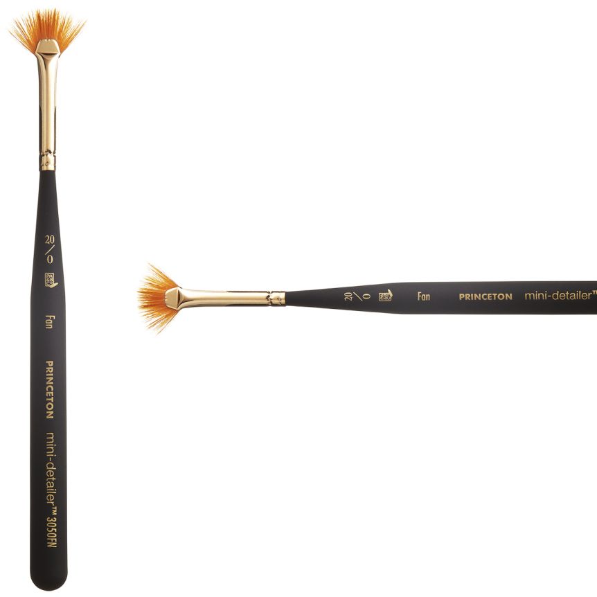 Princeton Mini-Detailer Series 3050 Synthetic Brush - Fan, Mini Handle, Size 20/0