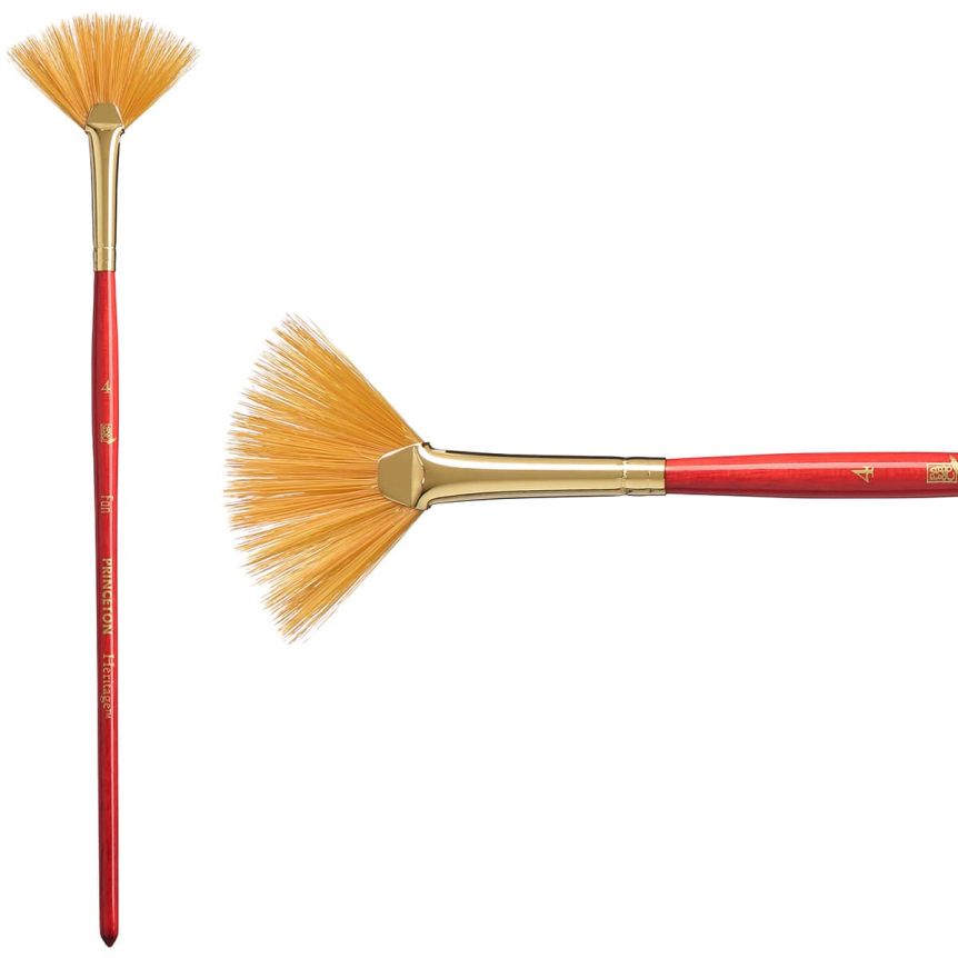 Princeton Heritage Series 4050 Synthetic Sable Brush - Fan, Short Handle, Size 4