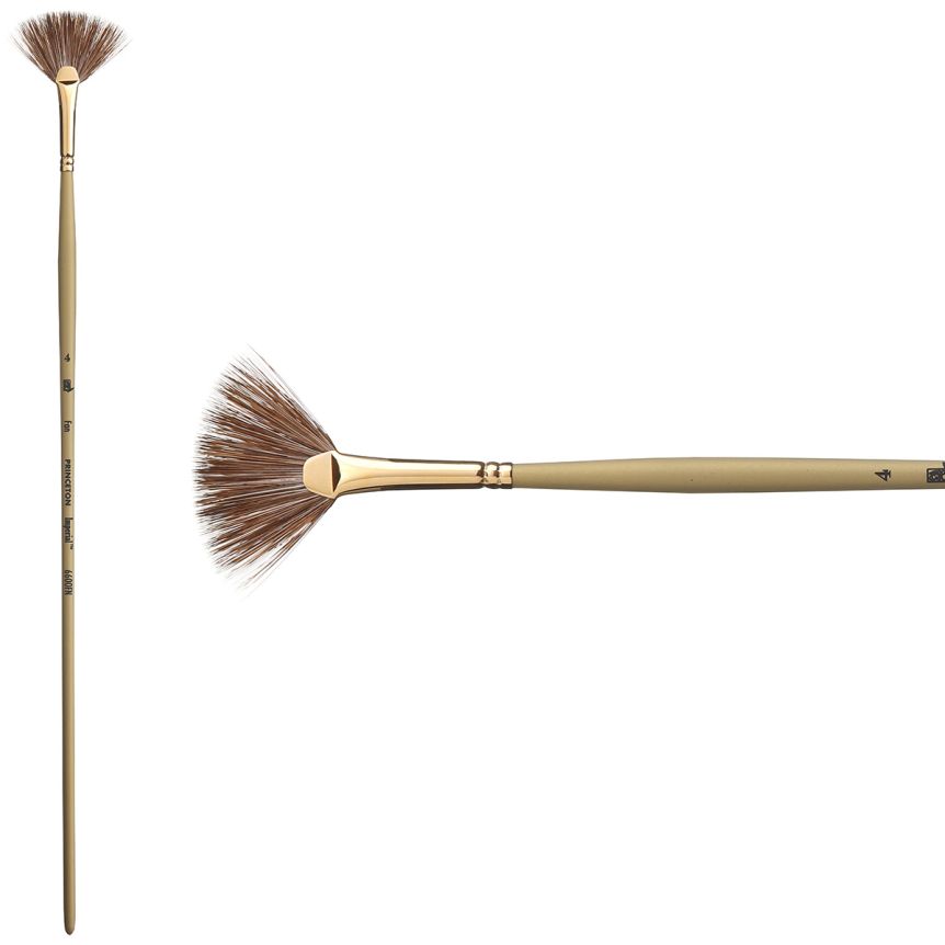 Princeton Imperial Series 6600 Synthetic Mongoose Brush - Fan, Long Handle, Size 4