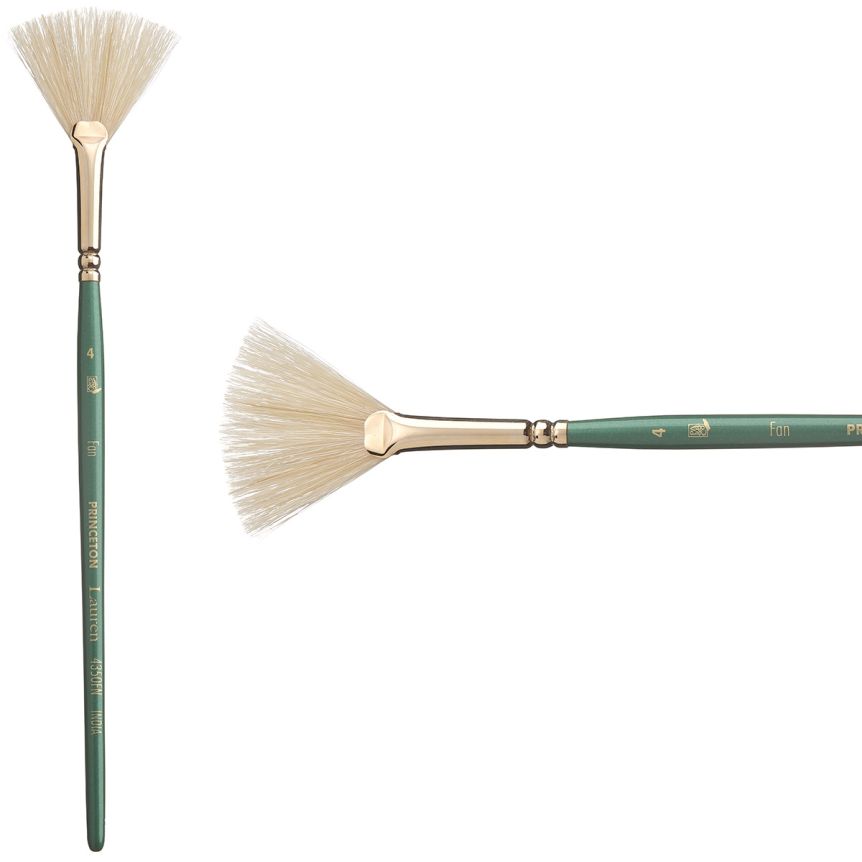 Princeton Lauren Series 4350 Golden Synthetic Brush - Fan, Short Handle, Size 4