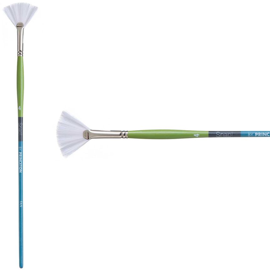 Princeton Snap! Series 9800 White Synthetic Brush - Fan, Long Handle, Size 4