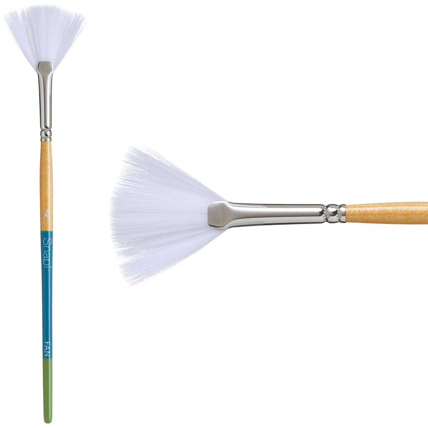 Princeton Snap! Series 9850 White Synthetic Brush - Fan, Short Handle, Size 4