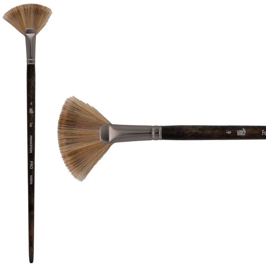Princeton Pro Series 6000 Synthetic Brush - Fan, Long Handle, Size 6