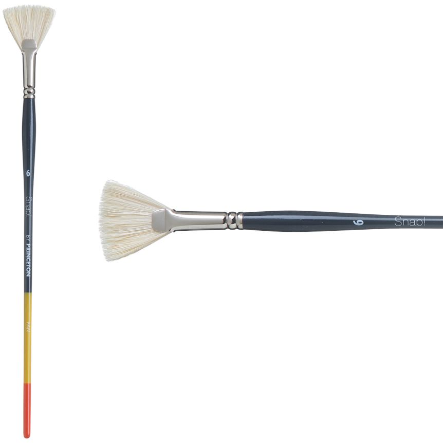 Princeton Snap! Series 9700 Natural Bristle Brush - Fan, Long Handle, Size 6