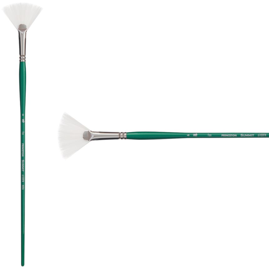 Princeton Summit Series 6100 Synthetic Brush - Fan, Long Handle, Size 6