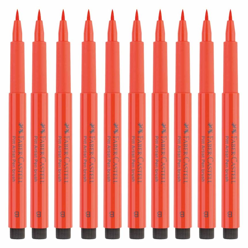 Faber-Castell Pitt Artist Brush Pen, No. 118 - Scarlet Red (Box of 10)