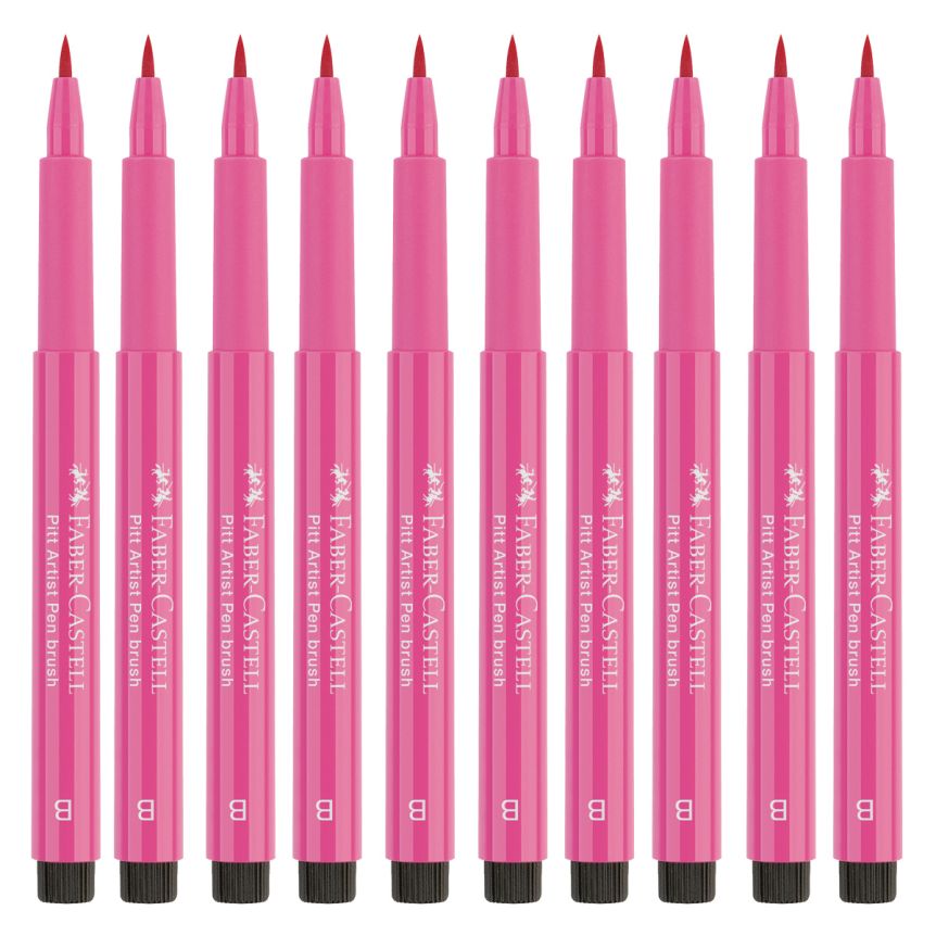 Faber-Castell Pitt Artist Brush Pen, No. 129 - Pink Madder Lake (Box of 10)