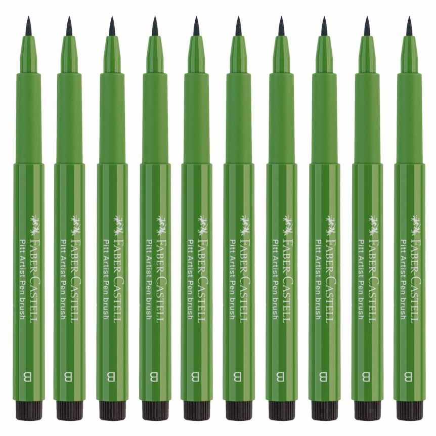 Faber-Castell Pitt Artist Brush Pen, No. 167 - Permanent Green Olive (Box of 10)