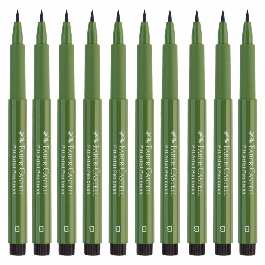 Faber-Castell Pitt Artist Brush Pen, No. 174 - Chromium Green Opaque (Box of 10)