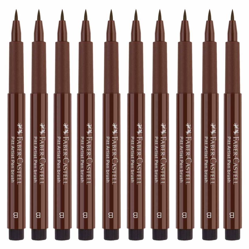 Faber-Castell Pitt Artist Brush Pen, No. 175 - Dark Sepia (Box of 10)