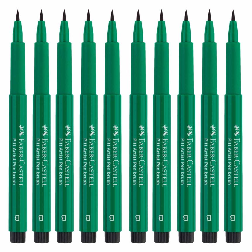Faber-Castell Pitt Artist Brush Pen, No. 264 - Dark Phthalo Green (Box of 10)