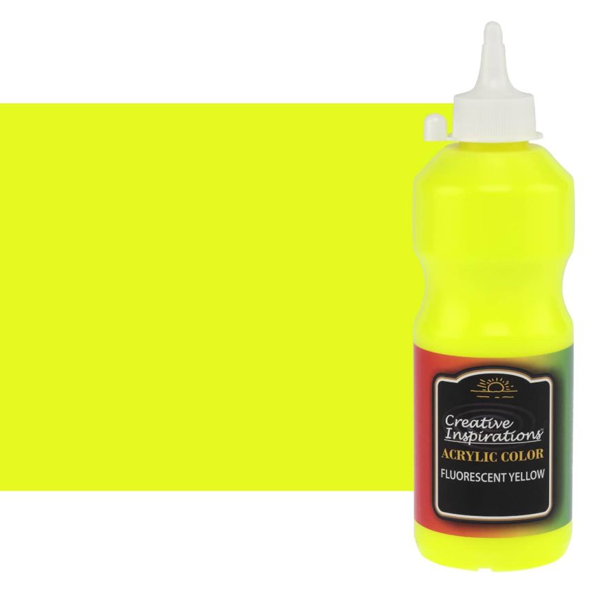Creative Inspirations Acrylic color, Fluorescent Yellow, 500ml bottle