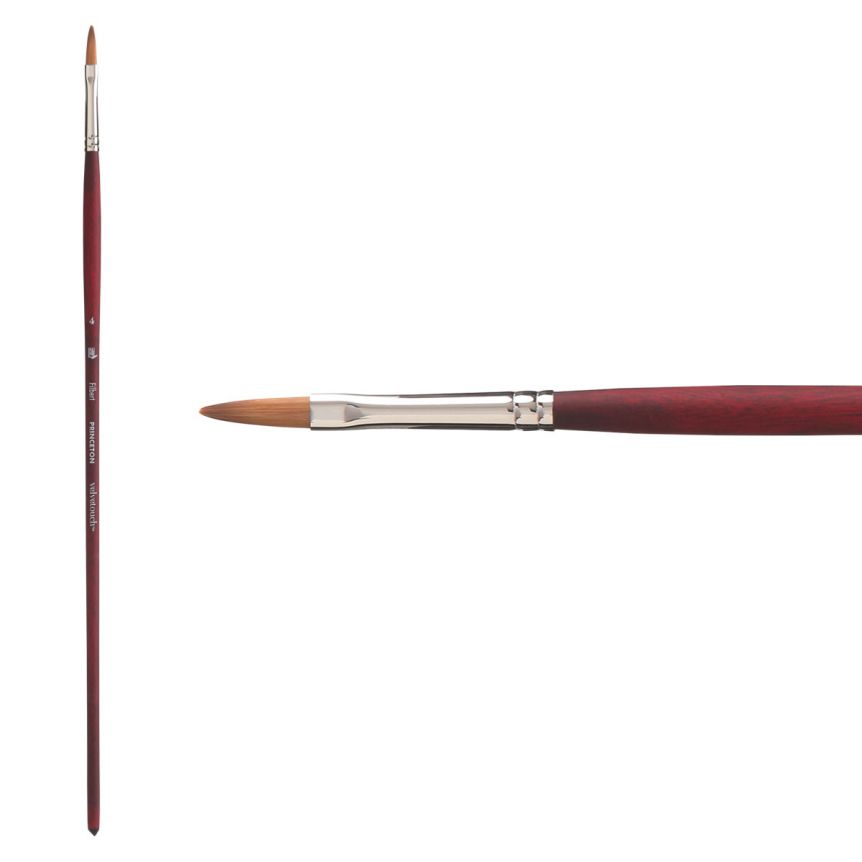 Velvetouch Synthetic Long Handle Series 3900 Brush, Filbert Size #4