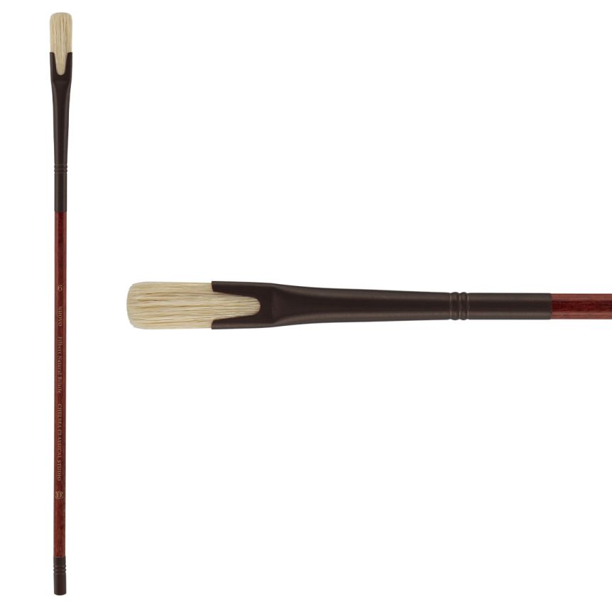 Nuovo Long Handle Bristle Brush size #6 Filbert