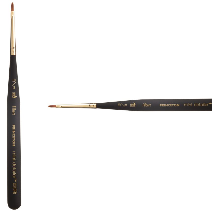Princeton Mini-Detailer Series 3050 Synthetic Brush - Filbert, Mini Handle, Size 10/0