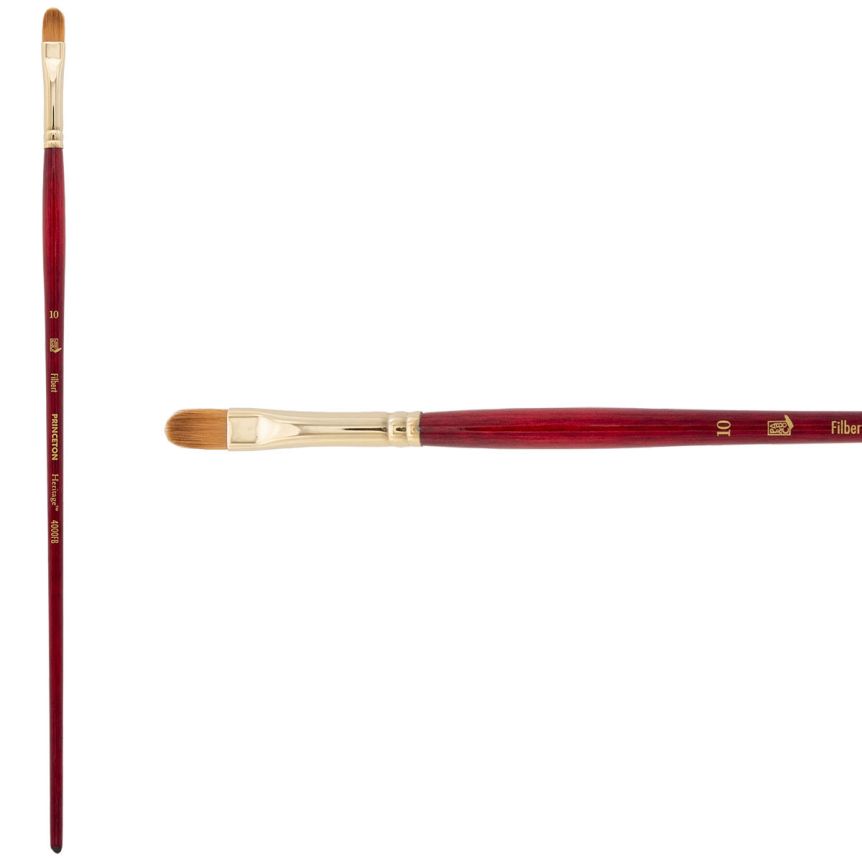 Princeton Heritage Series 4000 Synthetic Sable Brush - Filbert, Long Handle, Size 10