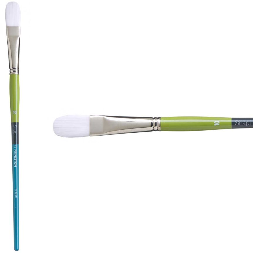 Princeton Snap! Series 9800 White Synthetic Brush - Filbert, Long Handle, Size 10