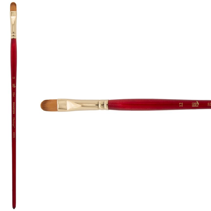 Princeton Heritage Series 4000 Synthetic Sable Brush - Filbert, Long Handle, Size 12