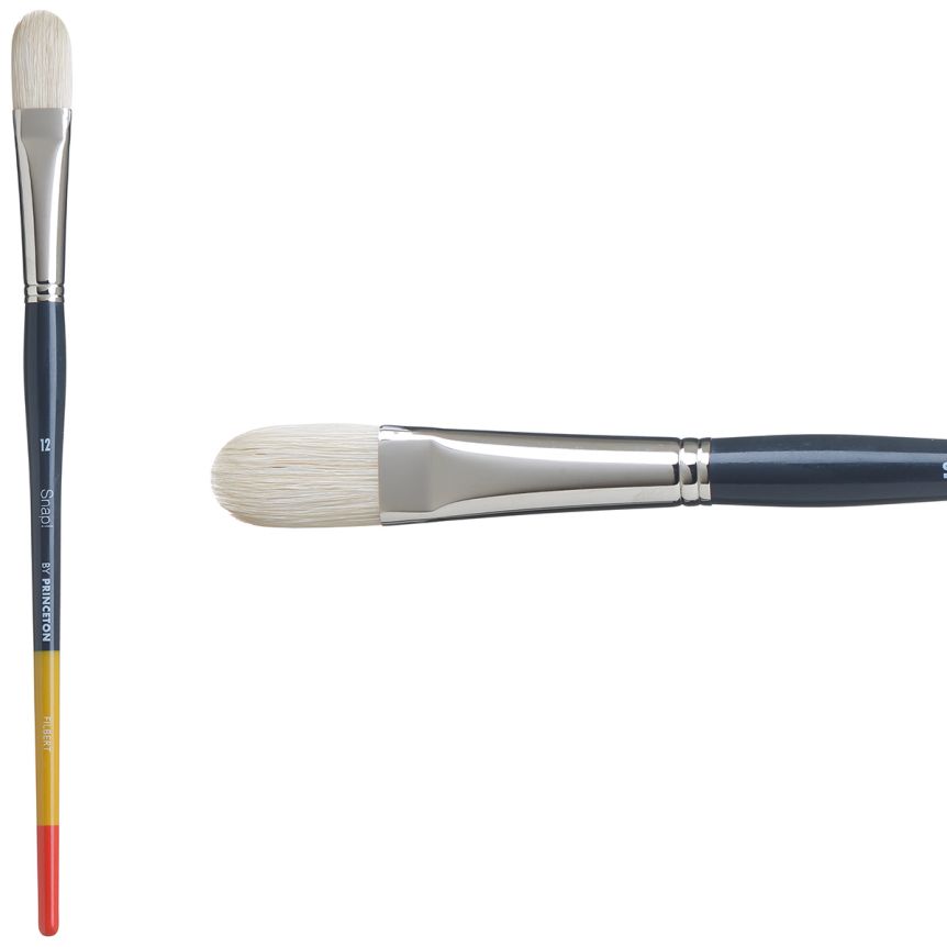 Princeton Snap! Series 9700 Natural Bristle Brush - Filbert, Long Handle, Size 12