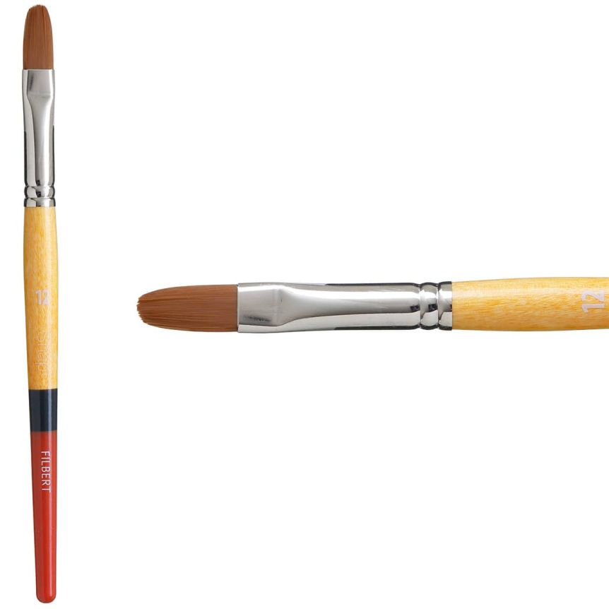 Princeton Snap! Series 9650 Golden Taklon Brush - Filbert, Short Handle, Size 12